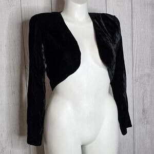 Arrested by Jonathan Martin Black Velvet Cropped Bolero Jacket 90s, sz 13/14